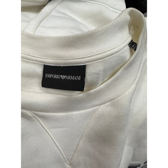 Emporio Armani Cream Gray Logo sweatshirt sweater crewneck size XL B13 - Picture 5 of 9